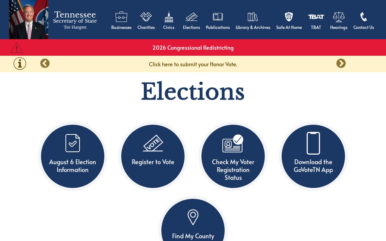 Tennessee election resources for Shelby County voter registration records